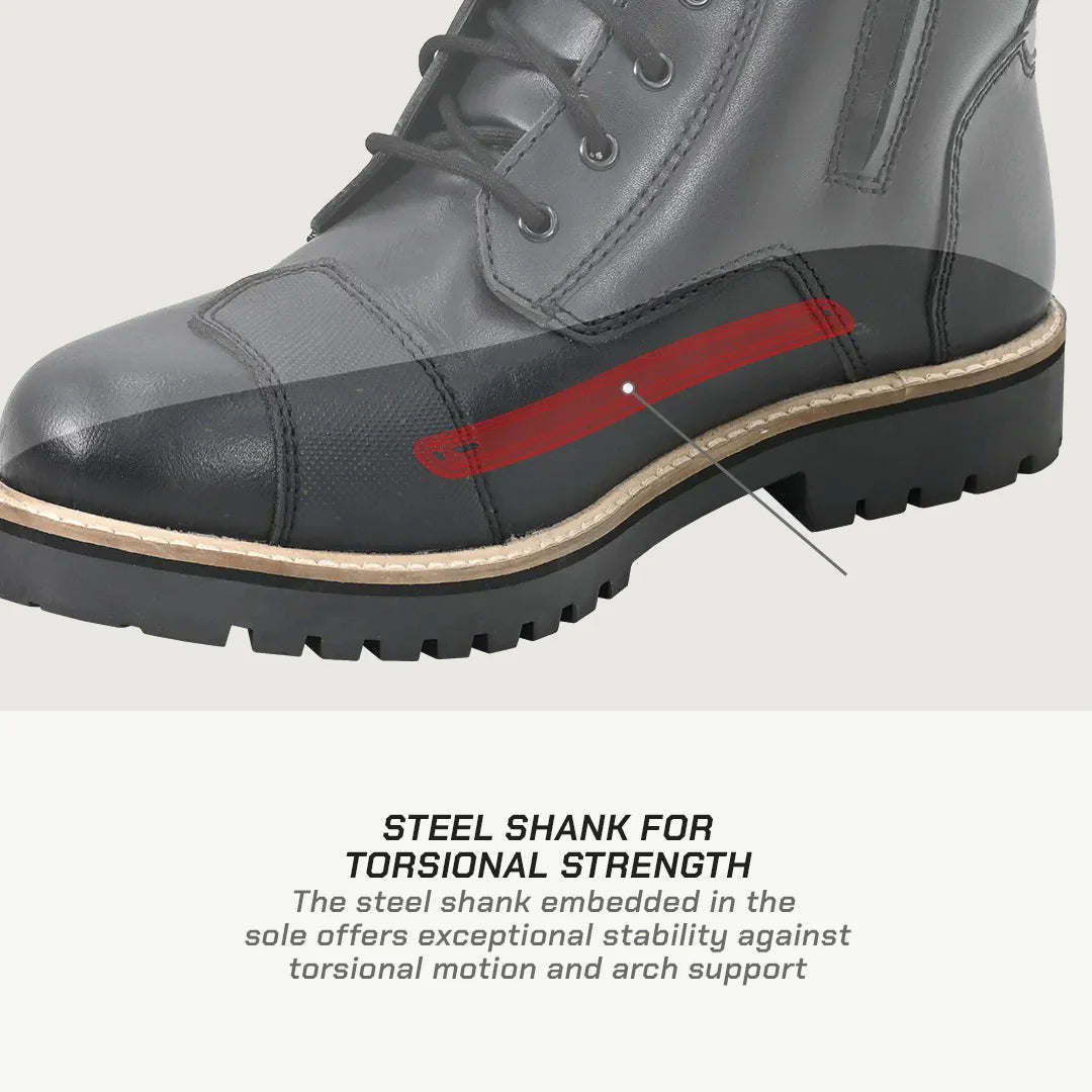 color_black ViaTerra bronson - retro motorcycle riding boots for men (black) have steel shank for torsional strength