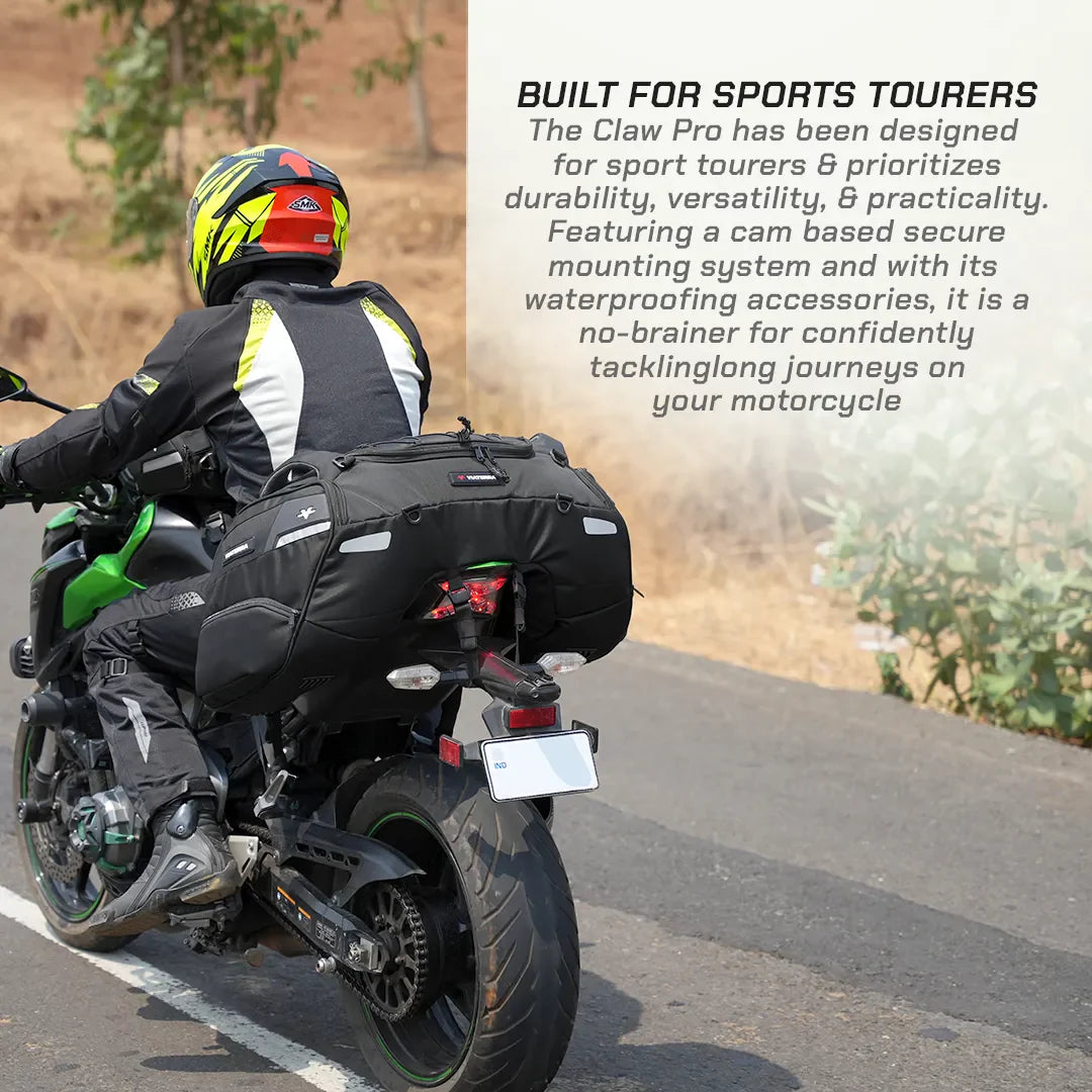 color_common ViaTerra Claw Pro - Motorcycle Tail Bag with easy access pockets