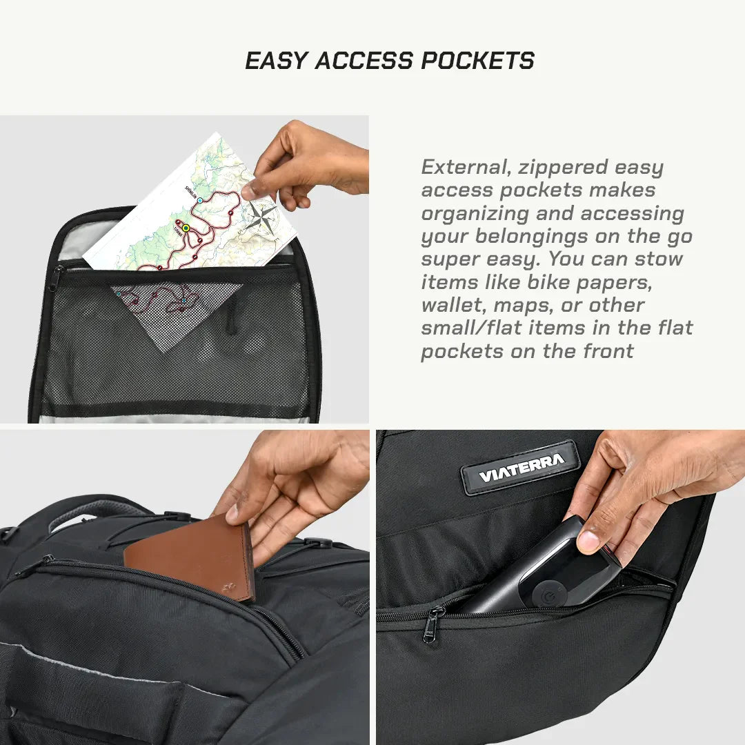 color_common ViaTerra Claw Pro - Motorcycle Tail Bag with EBC net