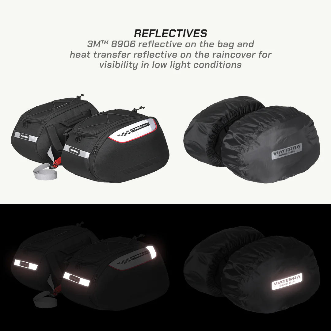 color_common ViaTerra condor solo - waterproof motorcycle saddlebags with 3M 8906 reflective tape
