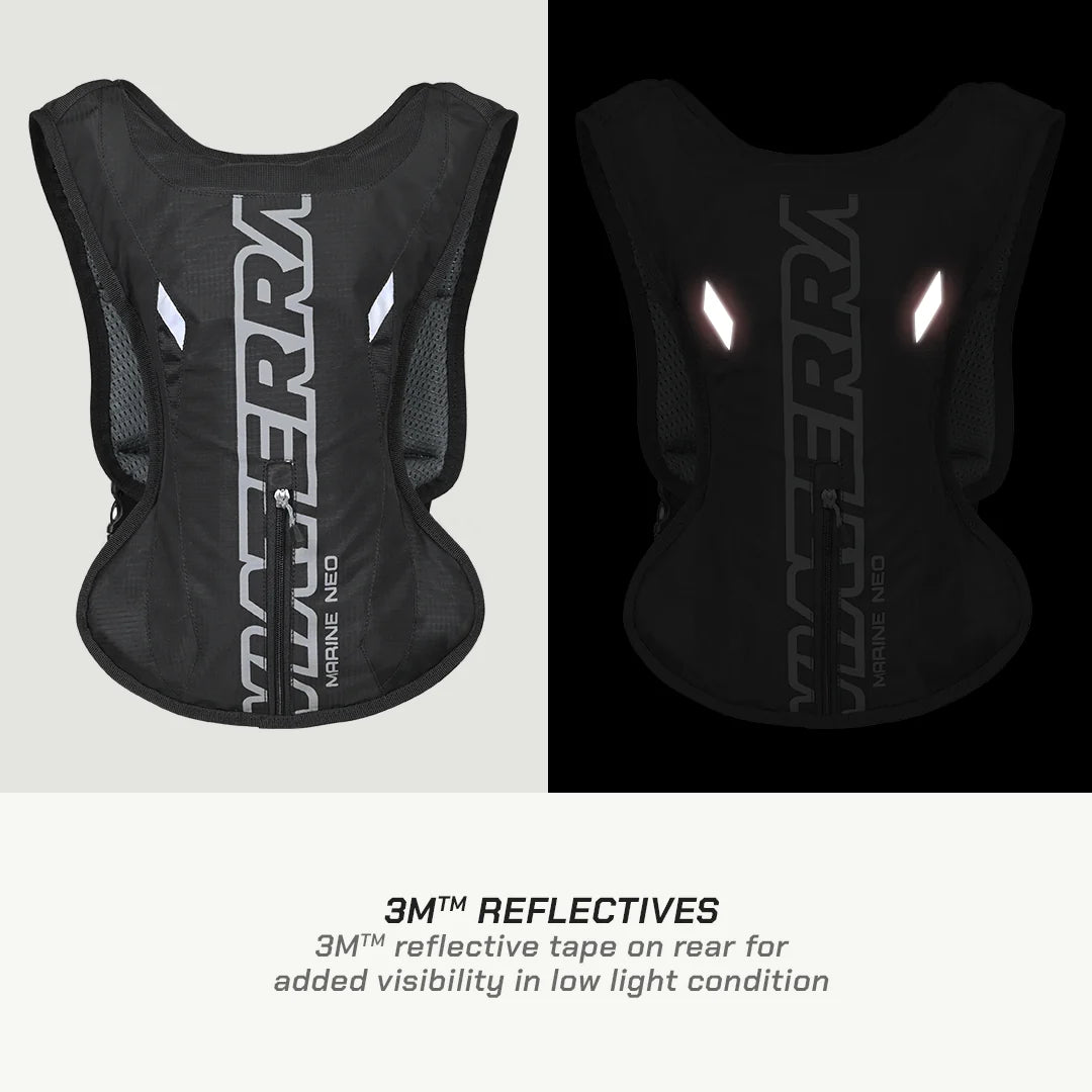 color_blue ViaTerra marine neo hydration pack with hydrapak 2l (blue) has 3M reflectives