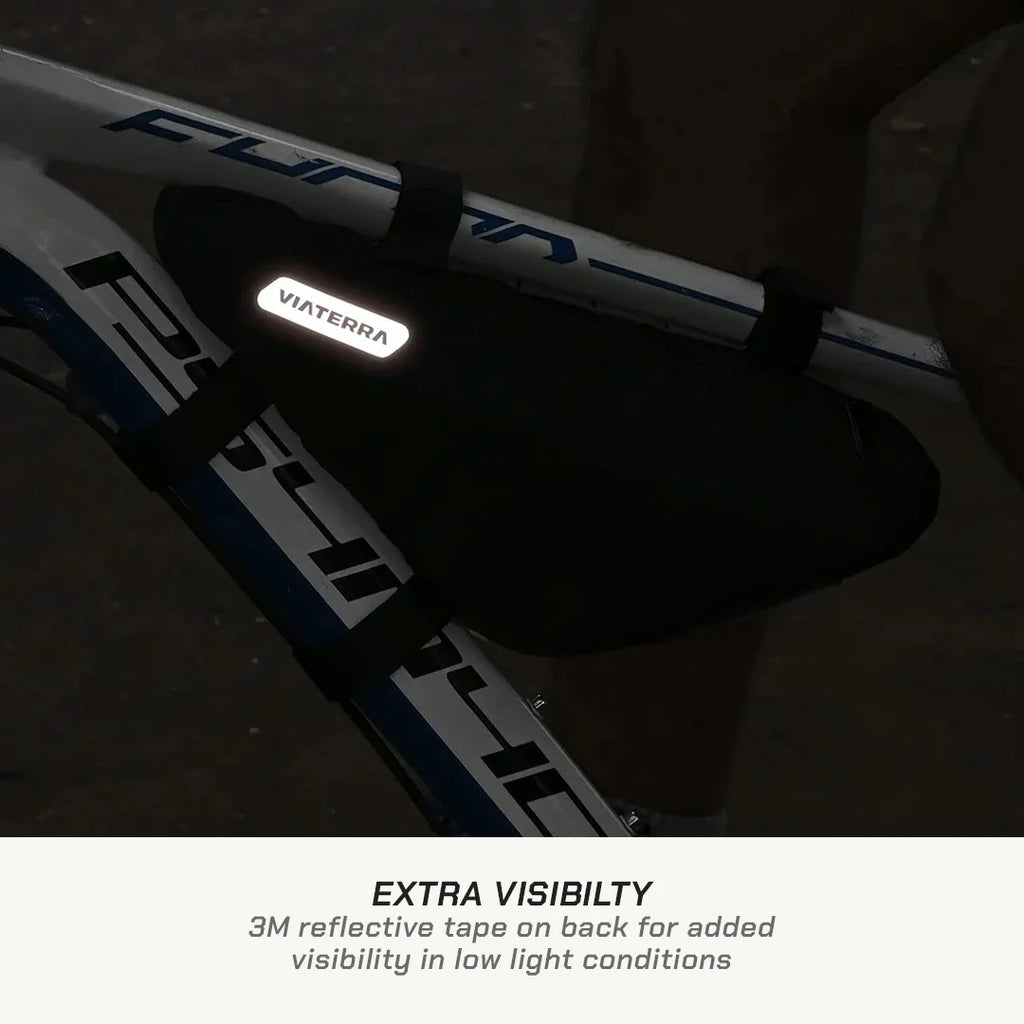 color_common ViaTerra cycling frame bag has 3M reflective tape