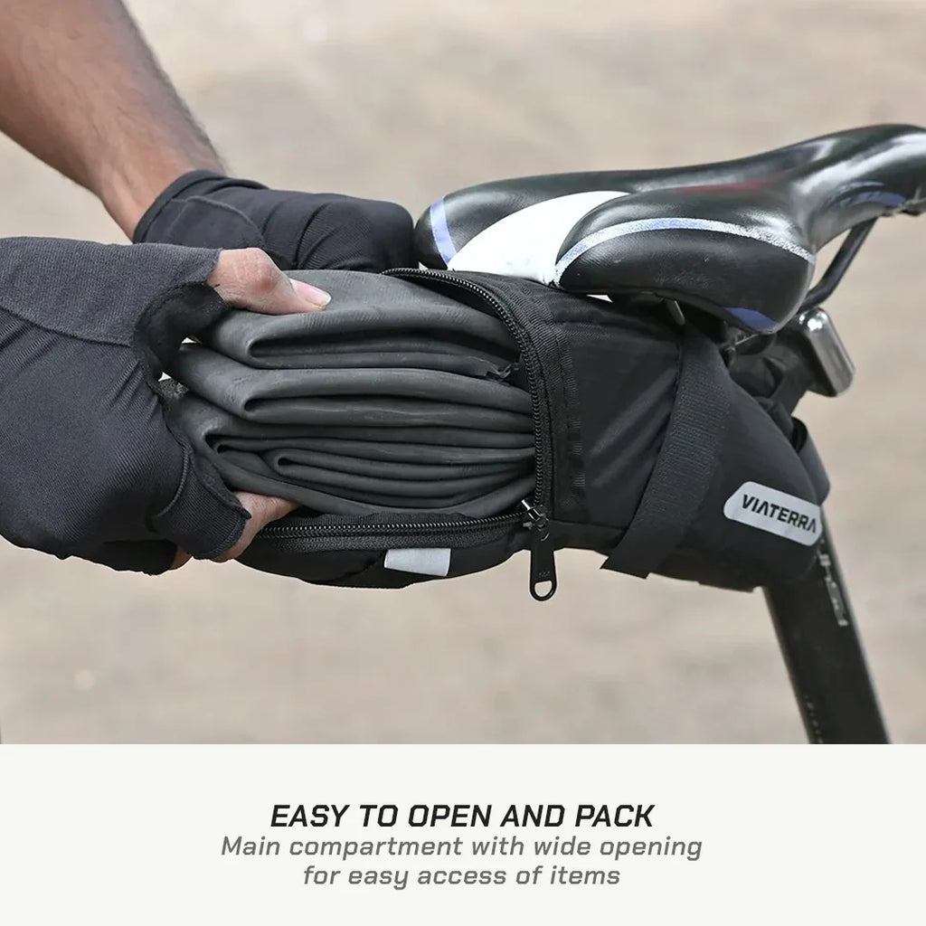 color_common ViaTerra cycling saddle bag is easy to open and pack