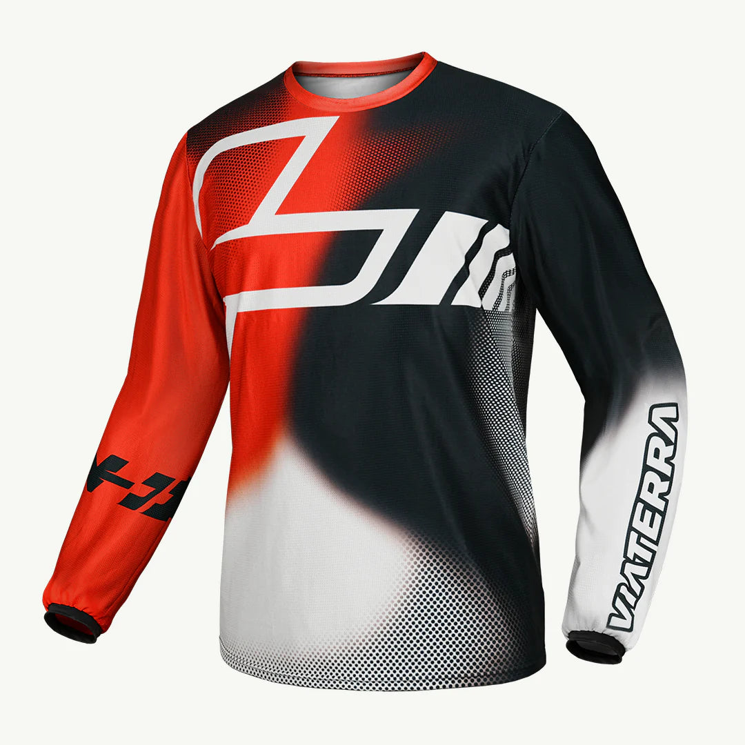 color_black Black, Red, And White Off-Road Motorcycle Jersey