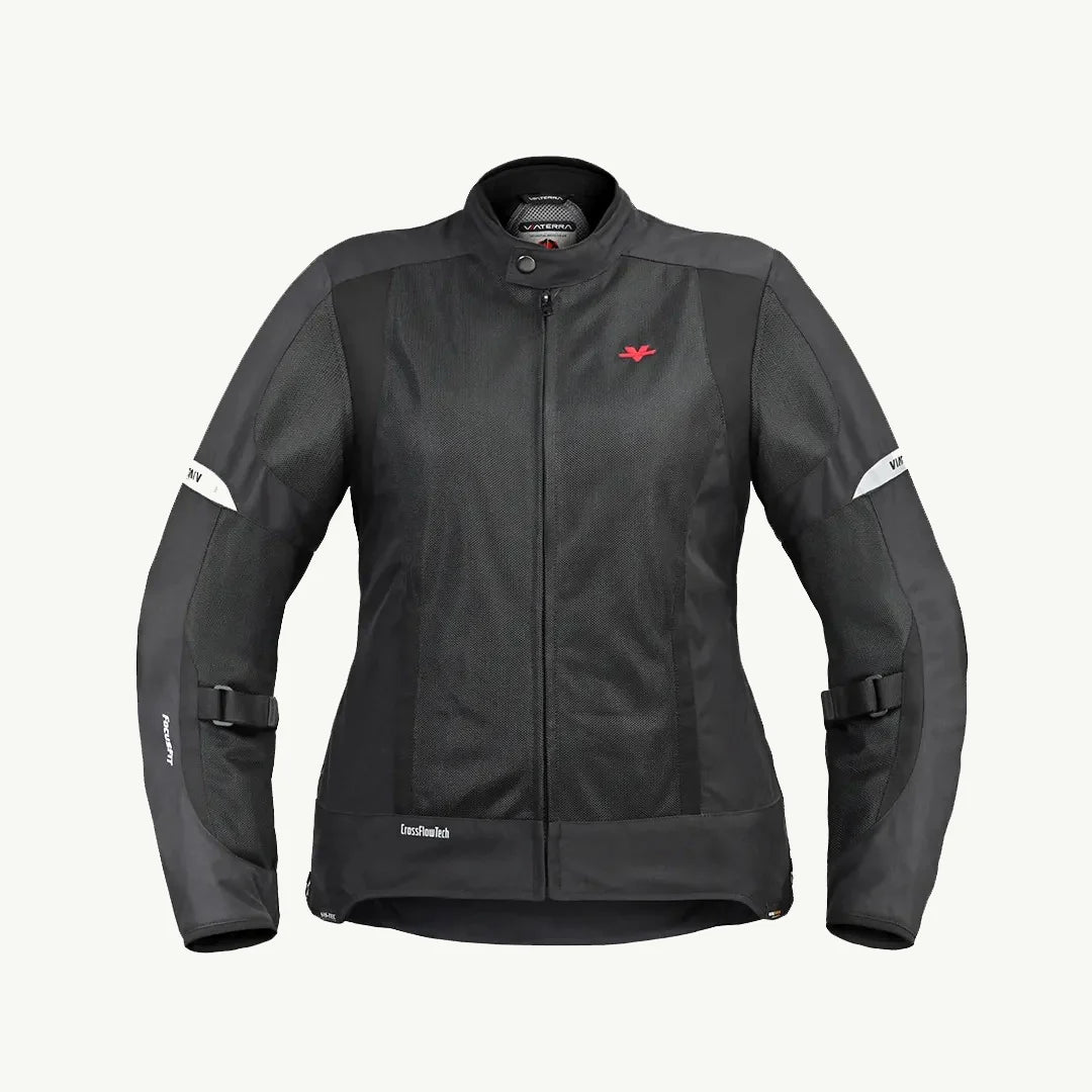 color_black ViaTerra ellis – women's street mesh riding jacket (black) front
