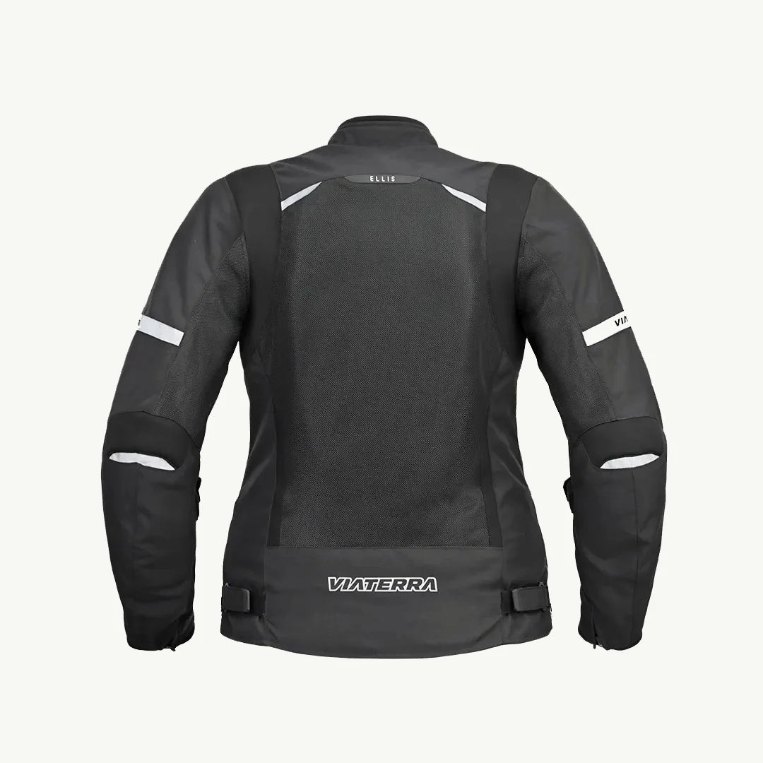 color_black ViaTerra ellis – women's street mesh riding jacket (black) back