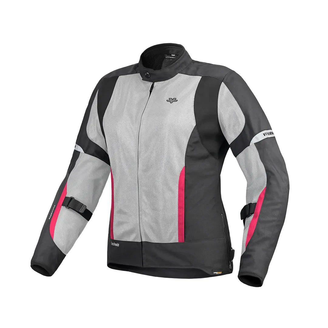 color_pink ViaTerra ellis – women's street mesh riding jacket (white-pink) side