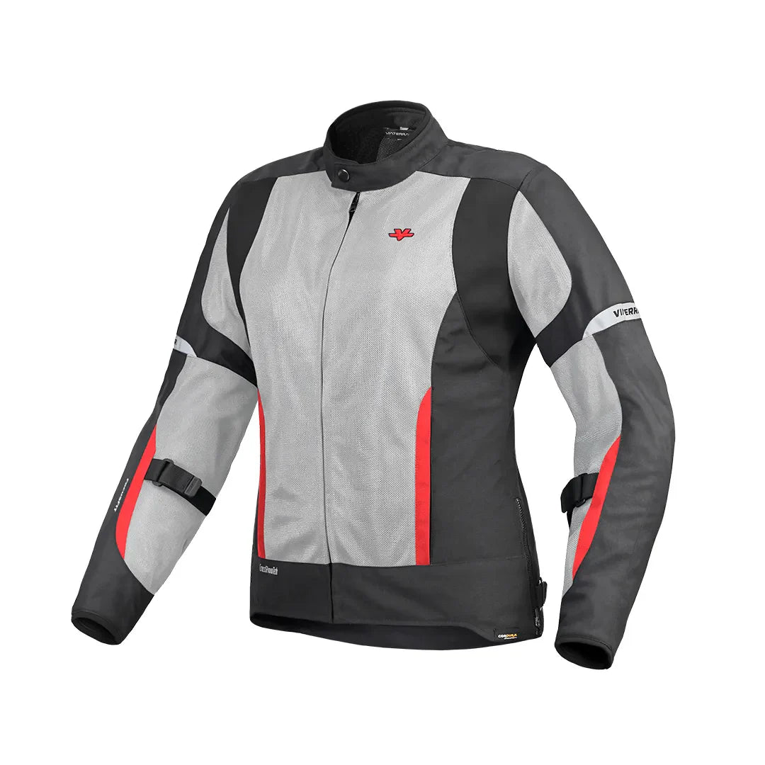 color_red ViaTerra ellis – women's street mesh riding jacket (white-red) side