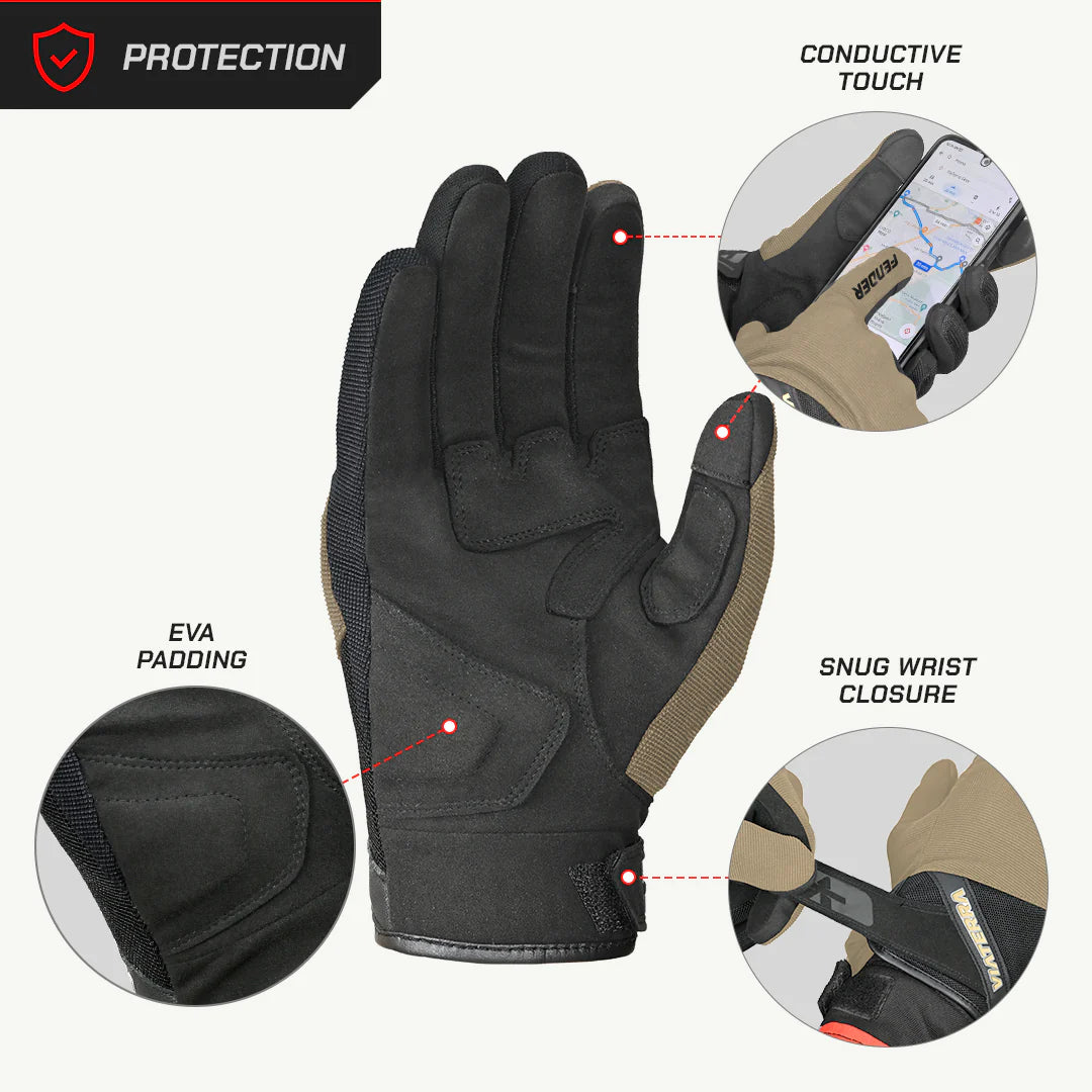 color_common ViaTerra fender – daily use motorcycle gloves for men's have palm protection