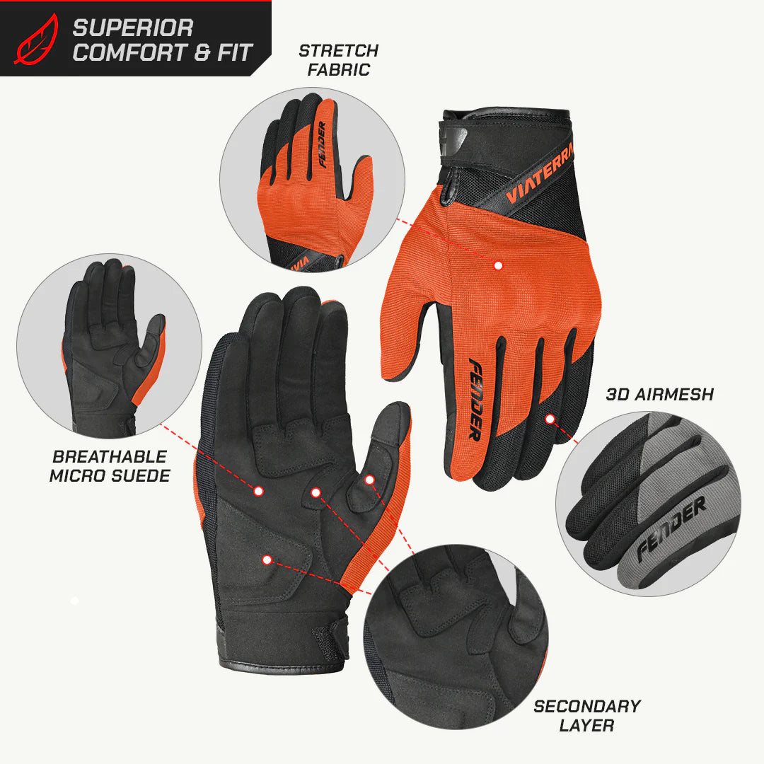 color_common ViaTerra fender – daily use motorcycle gloves for men's have optimum comfort and fit for daily use