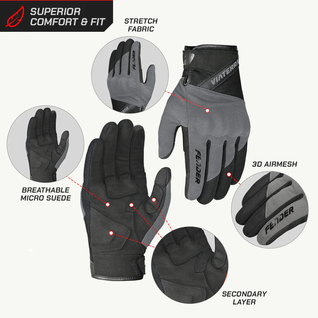 color_common ViaTerra fender – daily use motorcycle gloves for men's have palm protection