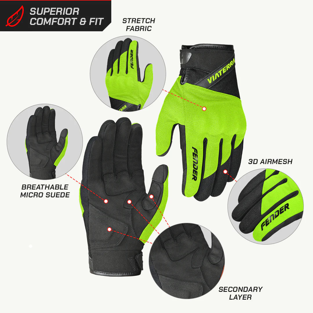 color_common ViaTerra fender – daily use motorcycle gloves for men's have optimum comfort and fit for daily use