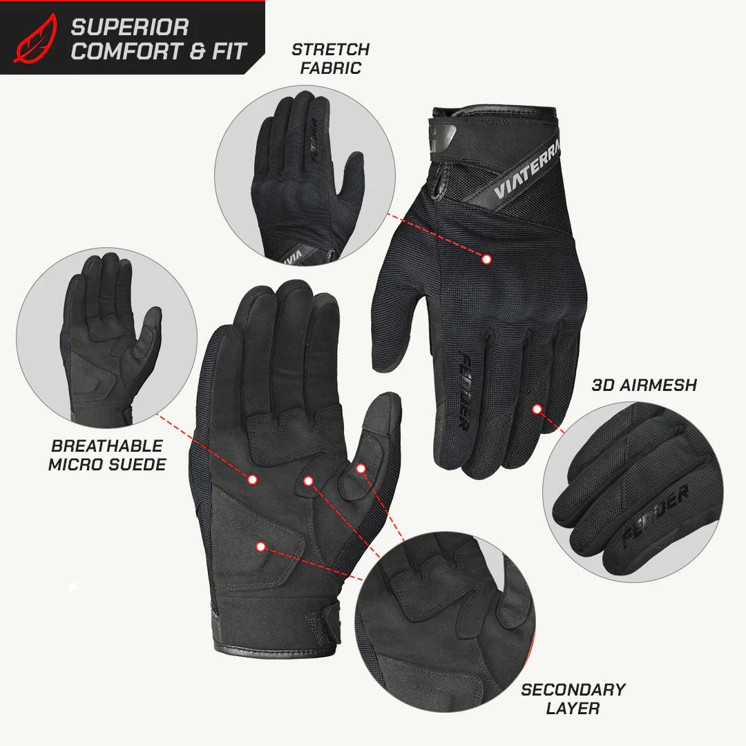 color_common ViaTerra fender – daily use motorcycle gloves for men's have optimum comfort and fit for daily use