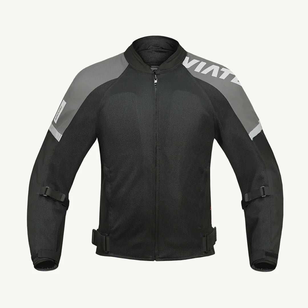 color_grey ViaTerra fender – urban mesh riding jacket with base layer (front-grey)