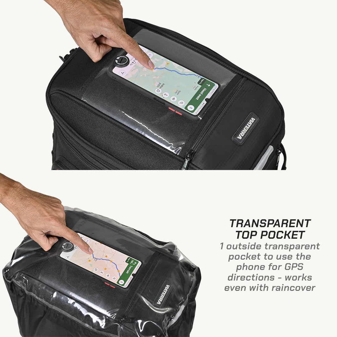 color_common ViaTerra fly magnetic - motorcycle tank bag has transparent top pocket