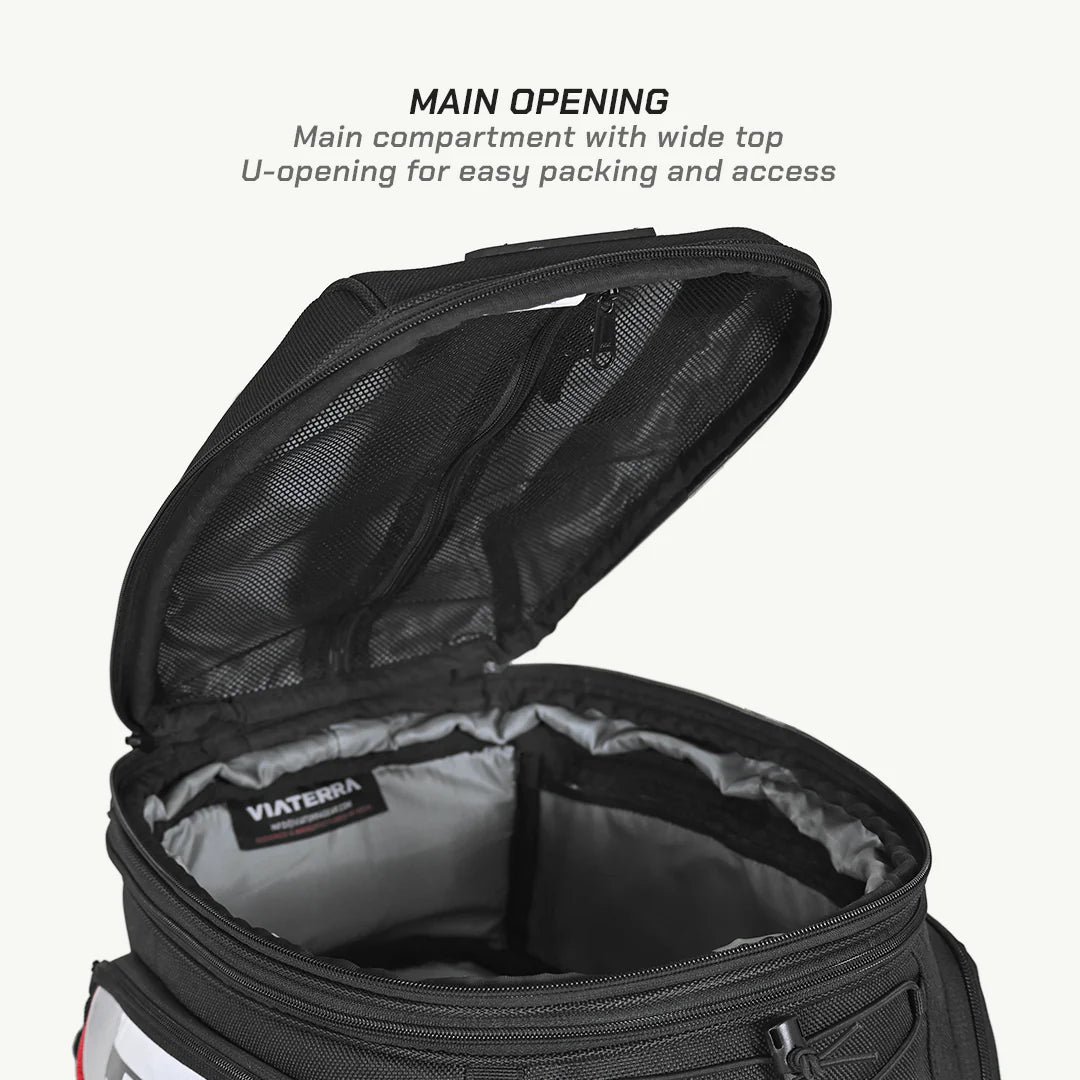 color_common ViaTerra fly universal motorcycle tank bag has U-opening