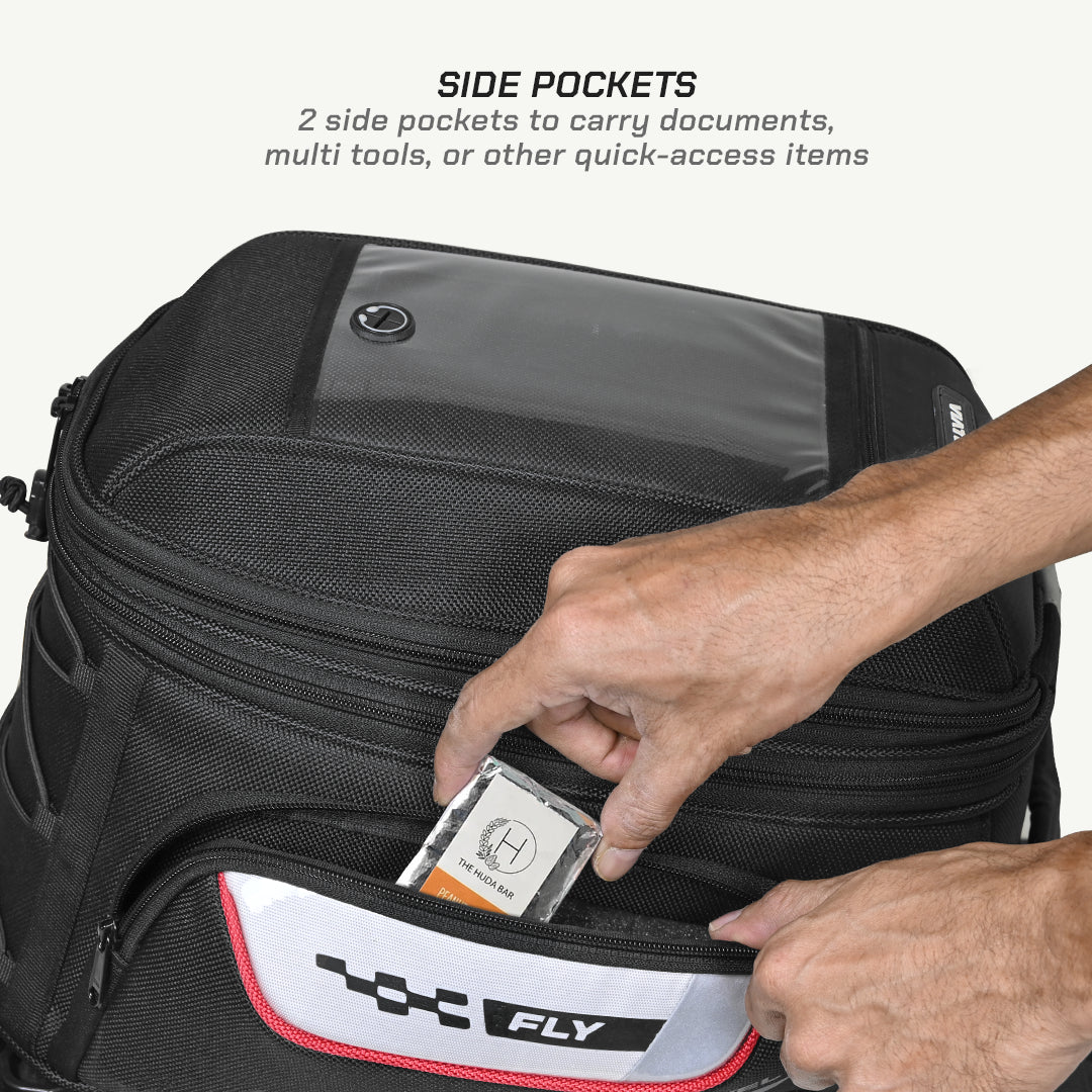 color_common ViaTerra fly universal motorcycle tank bag has side pockets