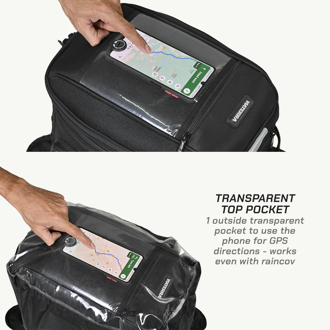 color_common ViaTerra fly universal motorcycle tank bag has transparent top pocket