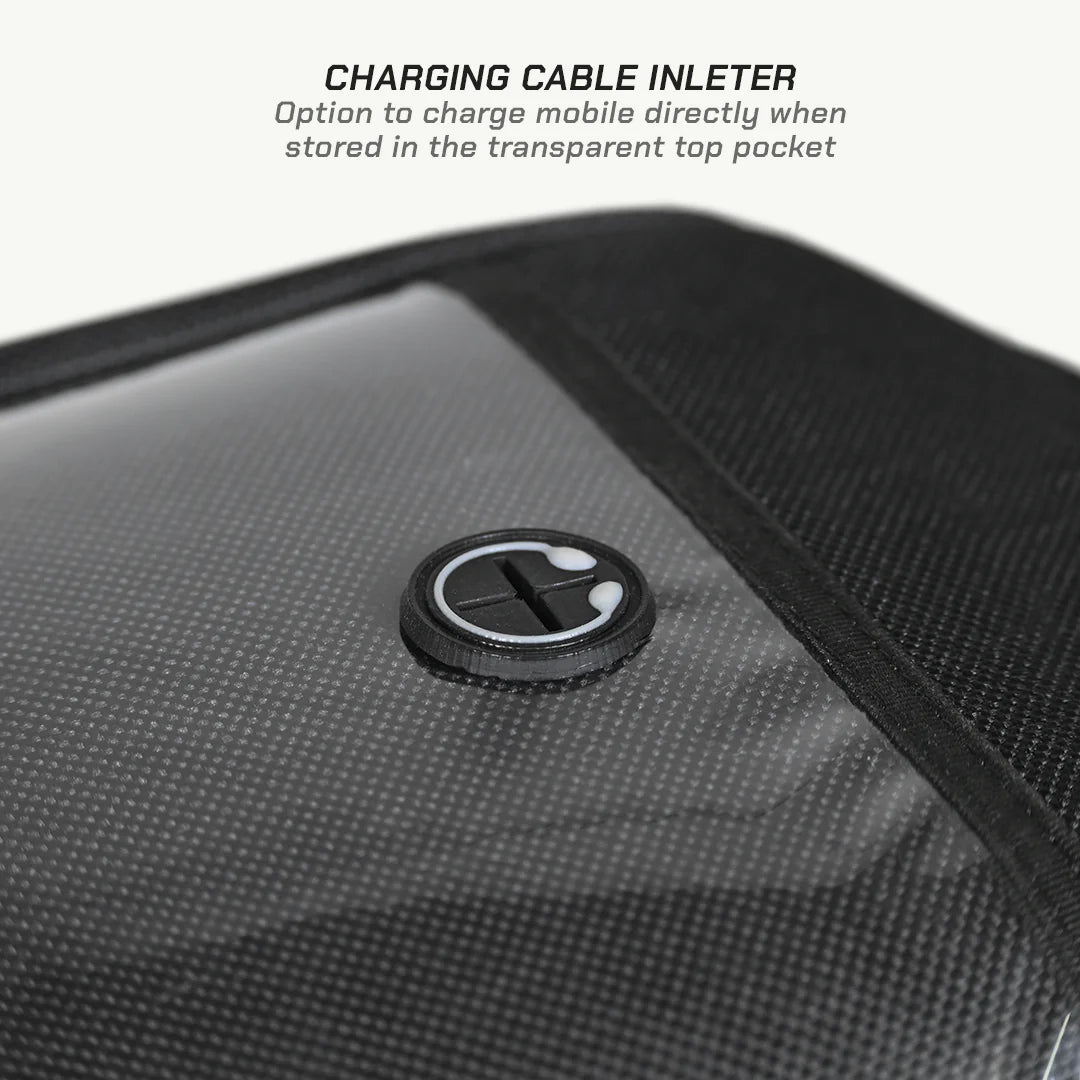 color_common ViaTerra fly universal motorcycle tank bag has charging cable inlet