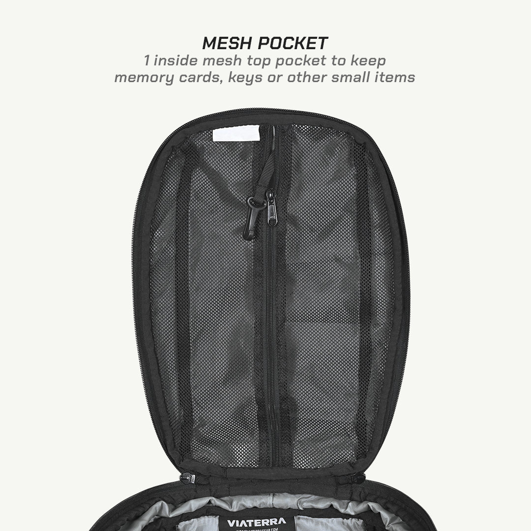 color_common ViaTerra fly universal motorcycle tank bag has mesh pocket