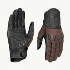 color_brown ViaTerra fuel - retro classic leather motorcycle gloves (black-brown)