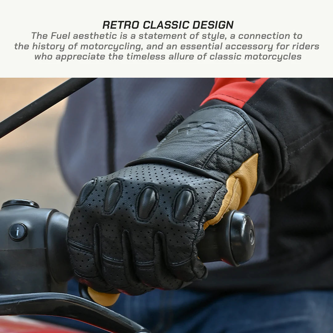 color_common ViaTerra fuel - retro classic leather motorcycle gloves have retro classic design