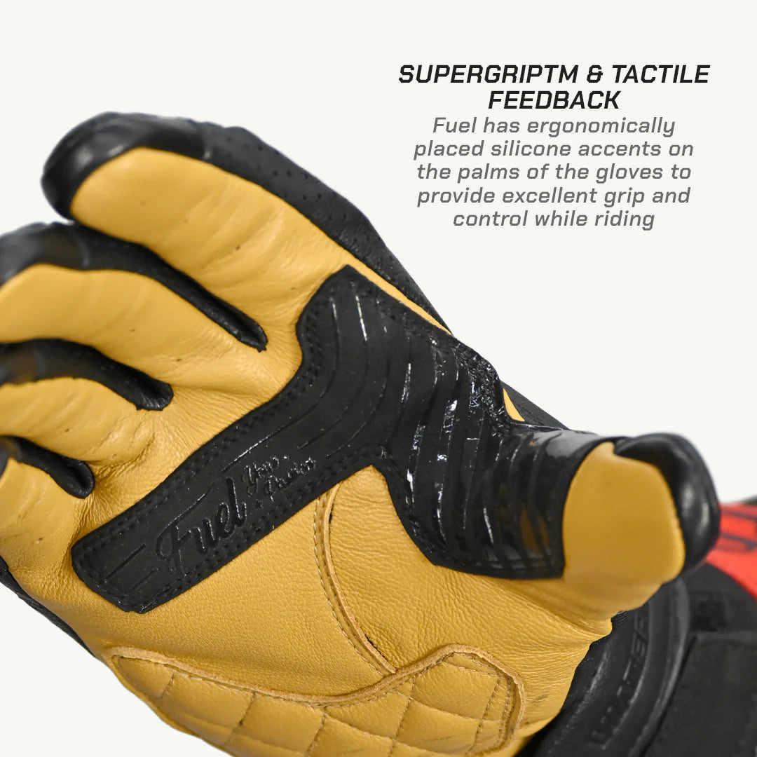 color_common ViaTerra fuel - retro classic leather motorcycle gloves have super grip and tactile feedback