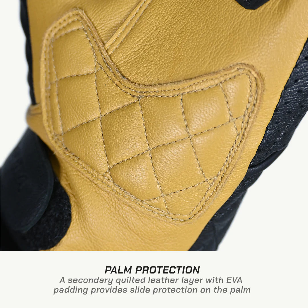 color_common ViaTerra fuel - retro classic leather motorcycle gloves have palm protection