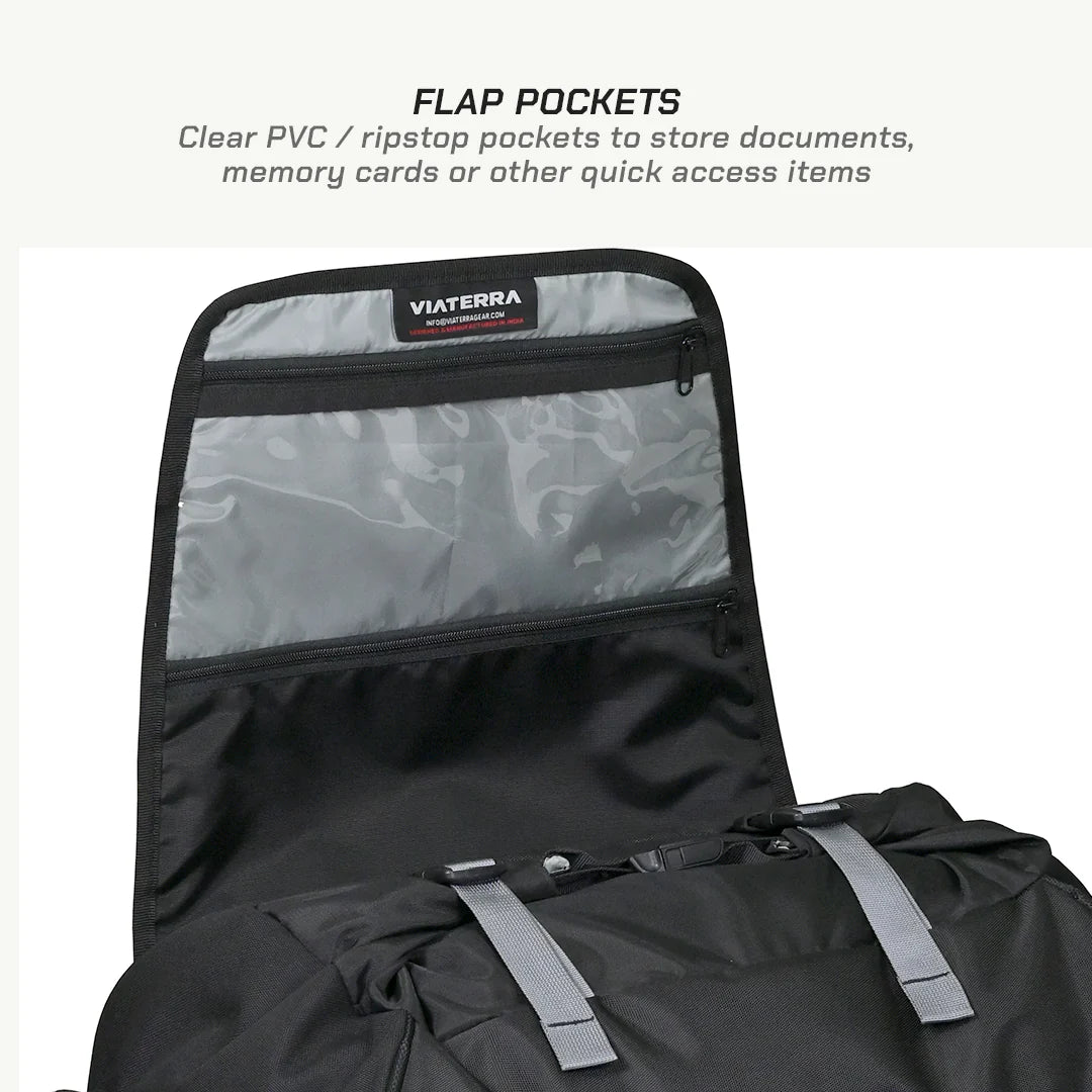 color_common ViaTerra rtw series - hammerhead 45 universal motorcycle tailbag has flap pockets
