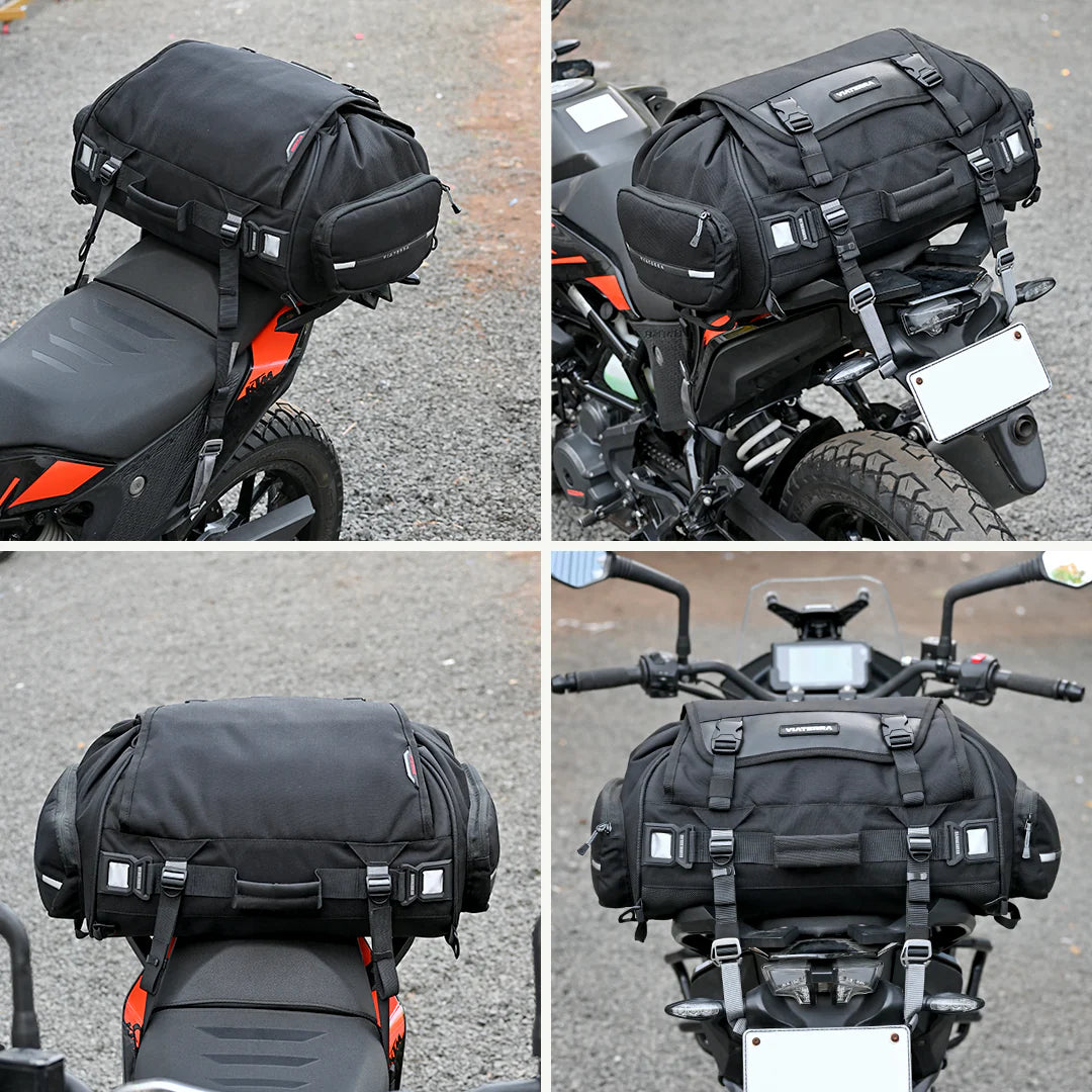 color_common ViaTerra rtw series - hammerhead 45 universal motorcycle tailbag has easy mounting