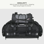 color_common ViaTerra rtw series - hammerhead 75 universal motorcycle tailbag has molle loops to secure tents