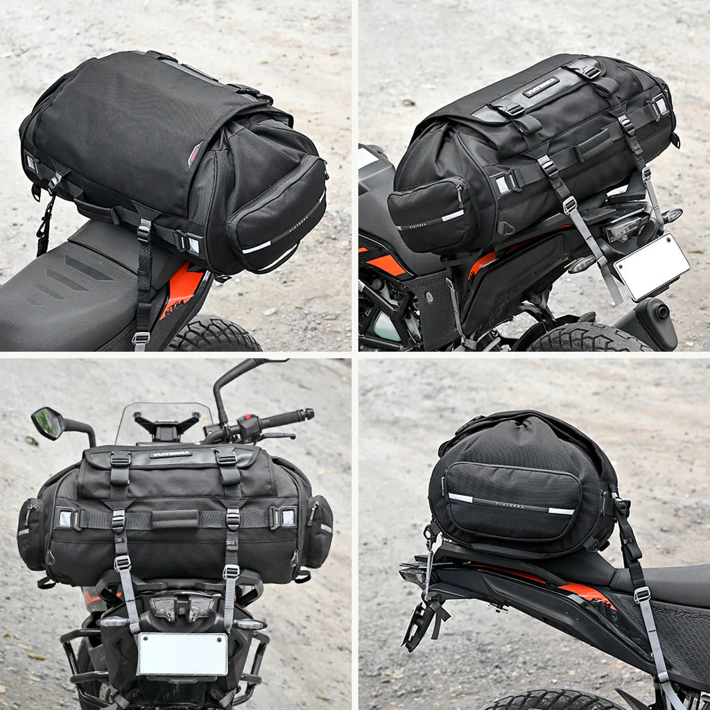 color_common ViaTerra rtw series - hammerhead 75 universal motorcycle tailbag has easy mounting