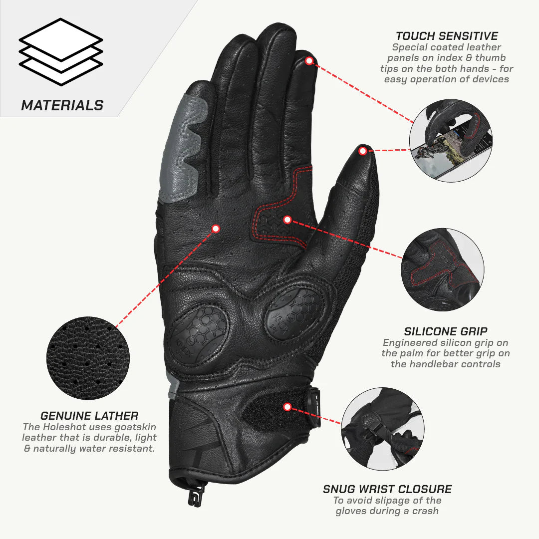 color_common ViaTerra holeshot – short motorcycle riding gloves for men that have touch sensitive