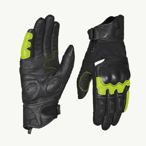 color_green ViaTerra holeshot – short motorcycle riding gloves for men (green)
