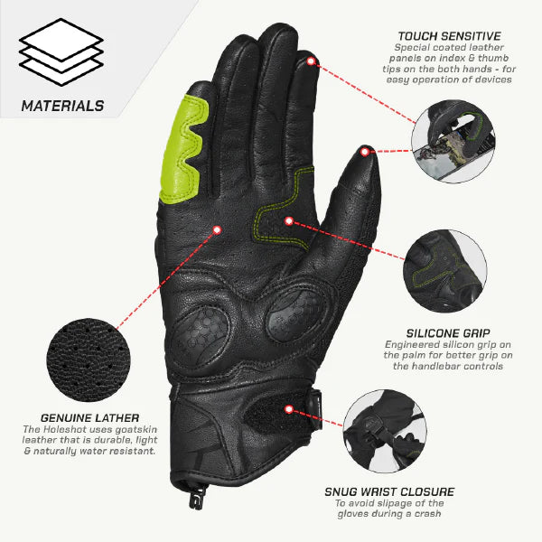 color_common ViaTerra holeshot – short motorcycle riding gloves for men that have scaphoid protection