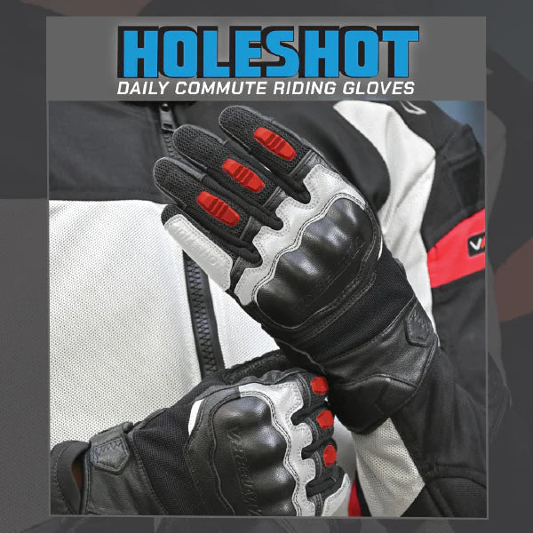 color_red ViaTerra holeshot – short motorcycle riding gloves for men (red)