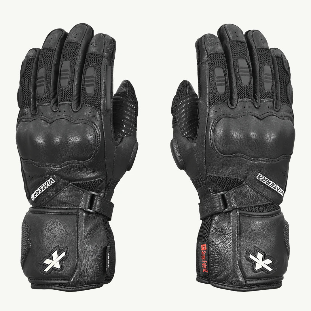 color_black ViaTerra kruger – motorcycle touring riding gloves (black)