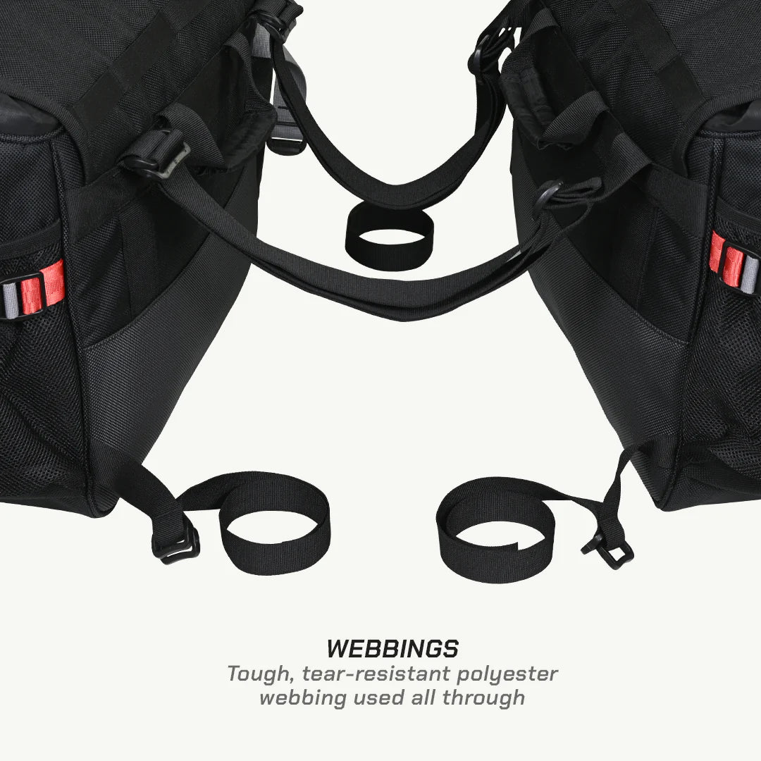 color_common ViaTerra saddlebags webbings - Though, tear-resistant polyester webbing used all through