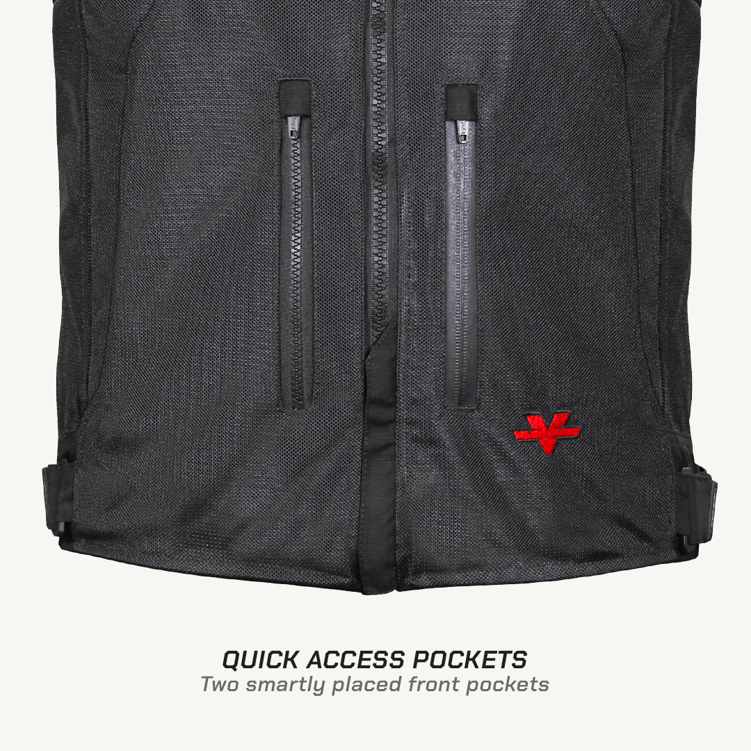 color_common MADE TO ORDER - SPENCER – STREET MESH MOTORCYCLE RIDING JACKET - Quick Access Pockets