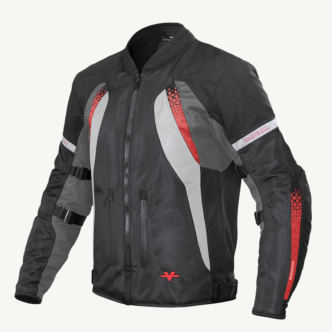 color_red MADE TO ORDER - SPENCER – STREET MESH MOTORCYCLE RIDING JACKET - RED