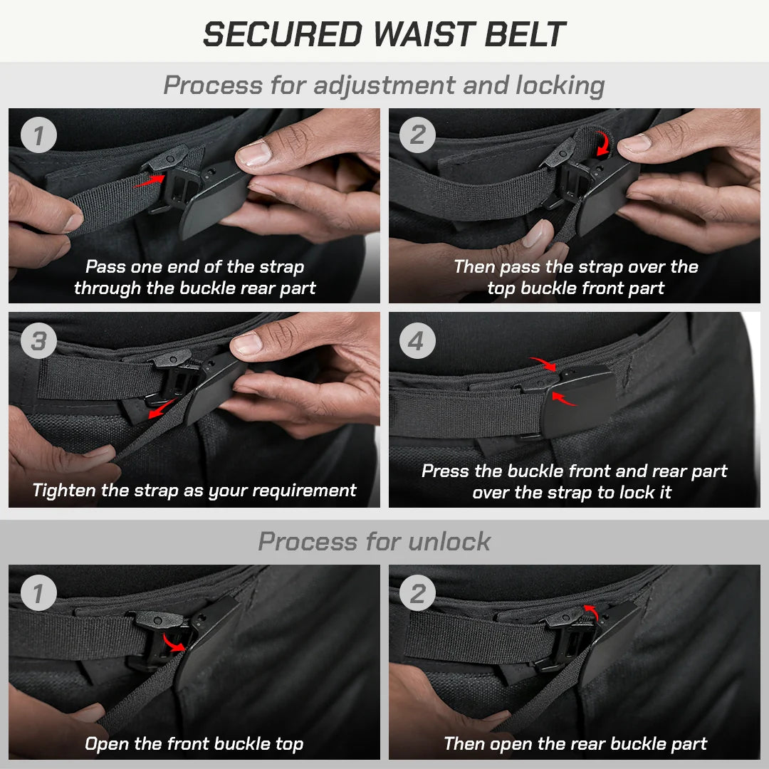 color_red Munro Tailor Made - Street Mesh Motorcycle Riding Pants - Secured Waist Belt