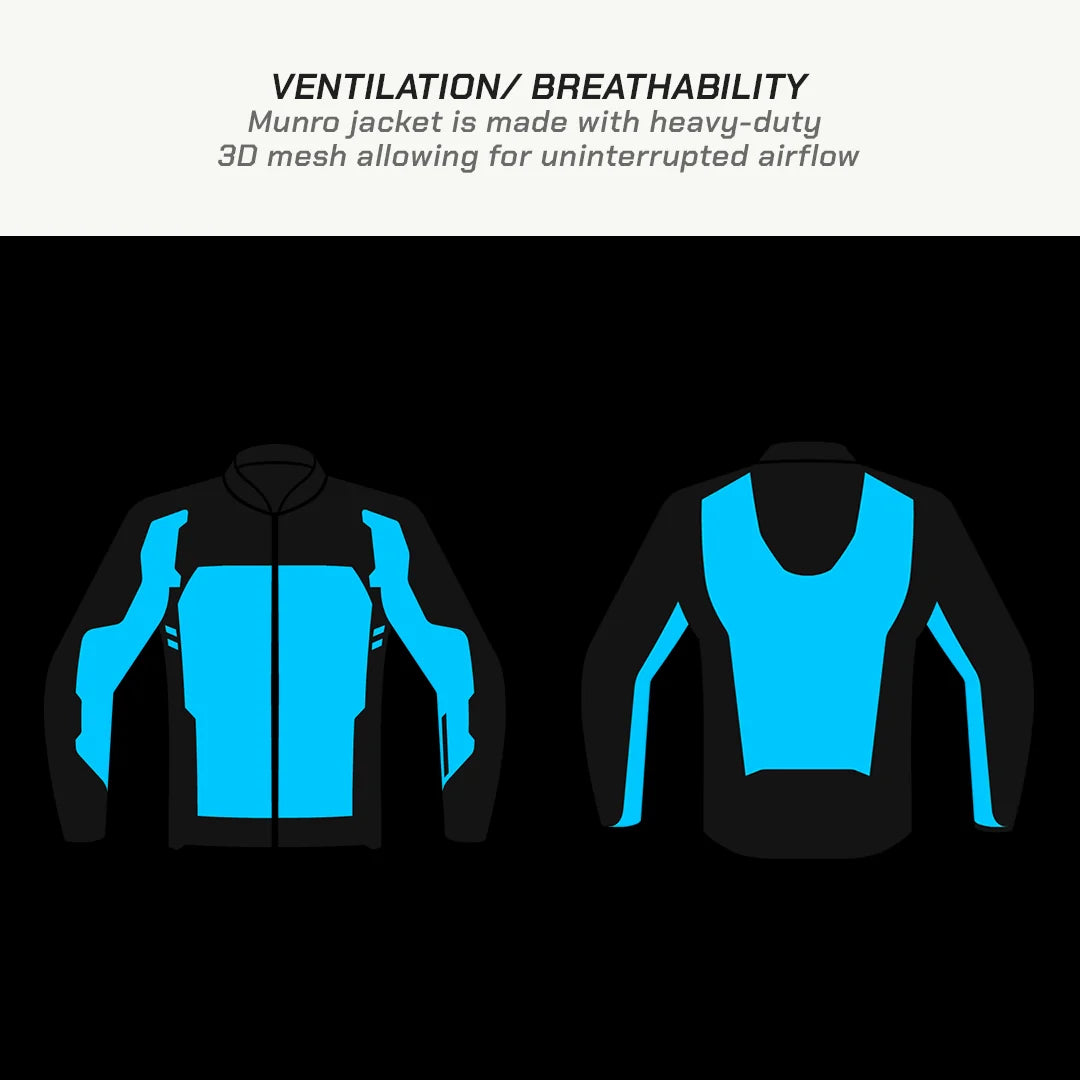 color_common Munro Tailor Made - Street Mesh Motorcycle Riding Jacket - VENTILATION/BREATHABLITY