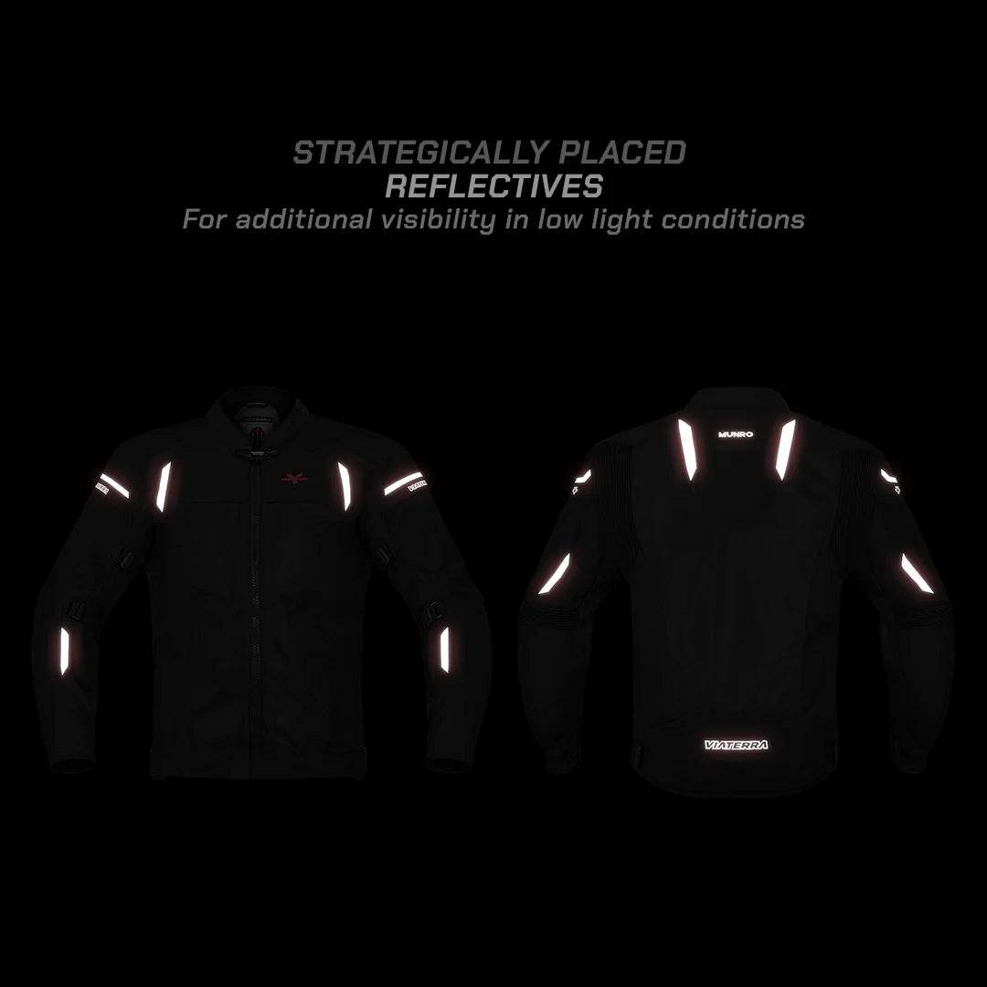 color_common Munro Tailor Made - Street Mesh Motorcycle Riding Jacket - reflectives