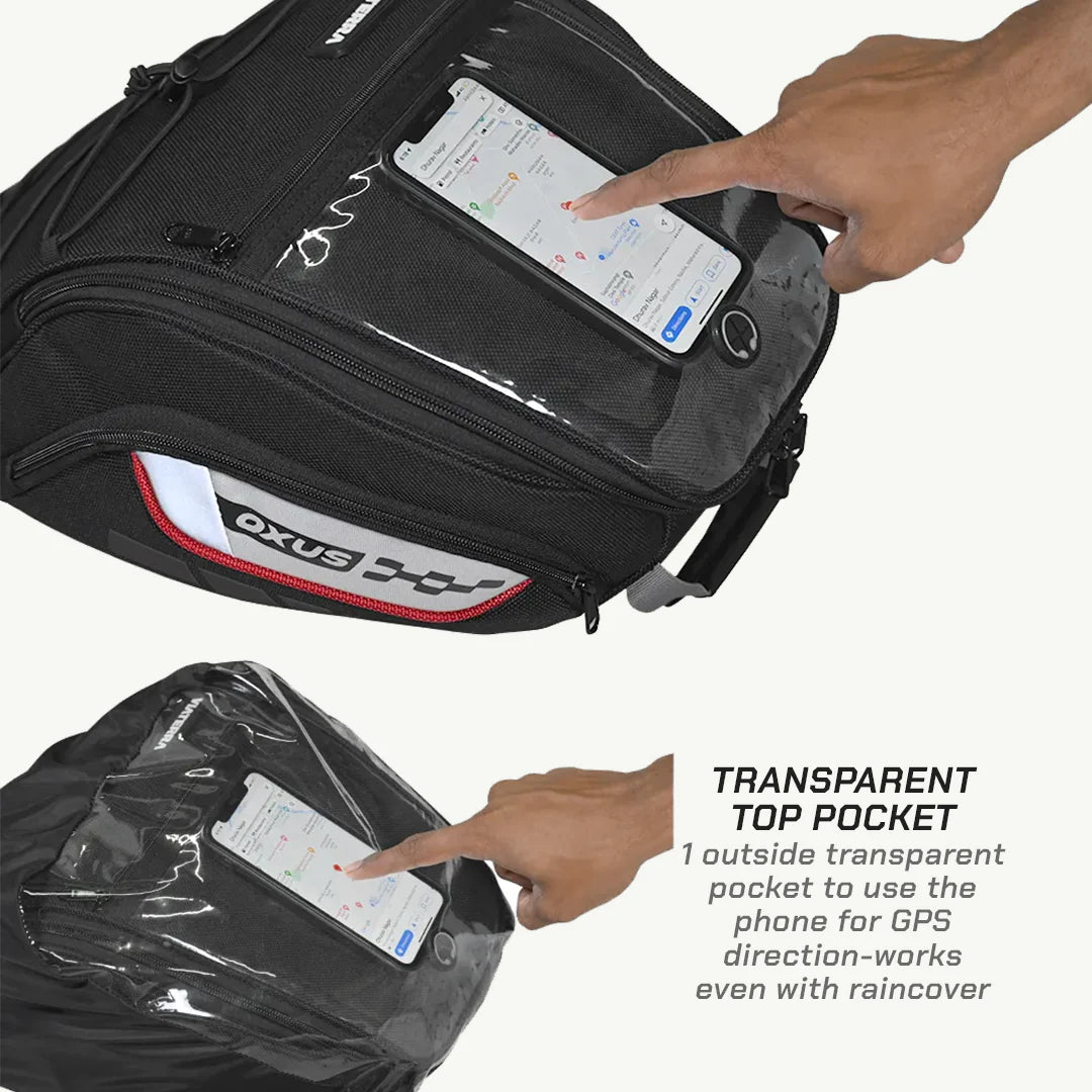 color_common ViaTerra oxus magnetic motorcycle tank bag transparent top pocket