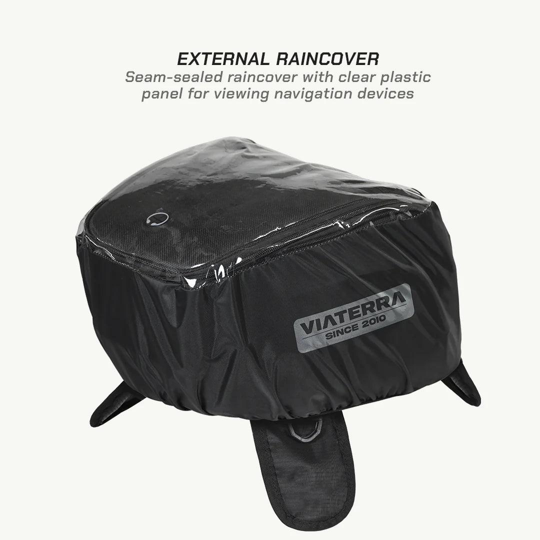 color_common ViaTerra oxus magnetic motorcycle tank bag have external rain cover