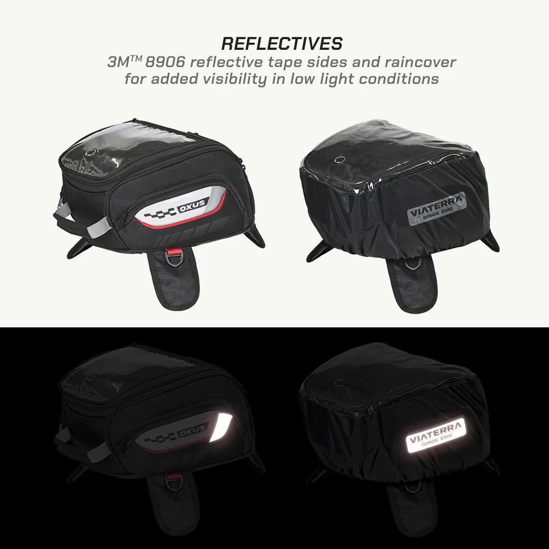 color_common ViaTerra oxus magnetic motorcycle tank bag with 3M 8906 reflective tape
