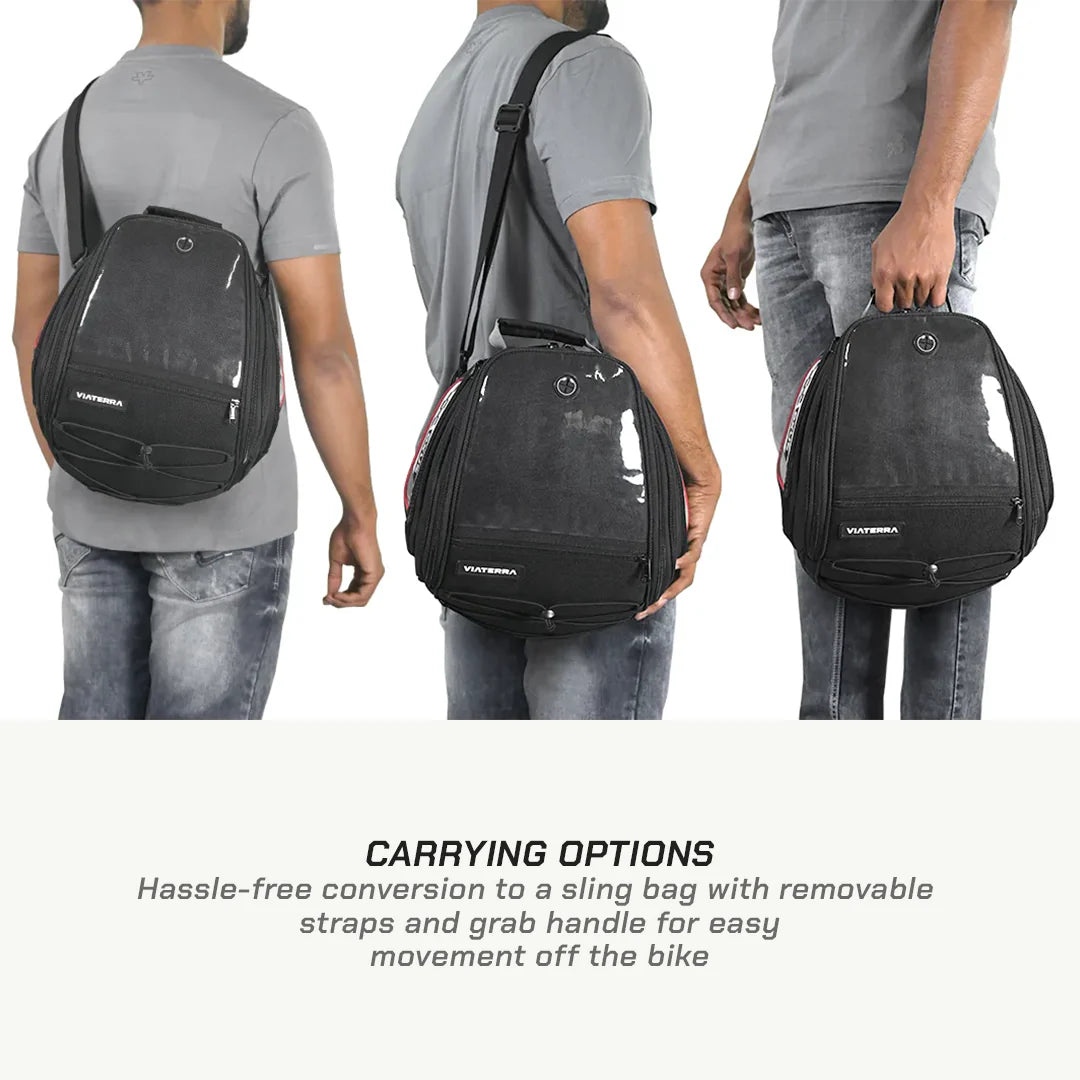 color_common ViaTerra oxus magnetic motorcycle tank bag with multiple carrying options