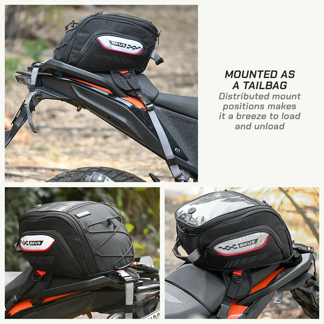 color_common ViaTerra oxus magnetic motorcycle tank bag (strap based) mounted as tailbag