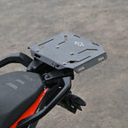 color_black Motorcycle seat with a black luggage rack