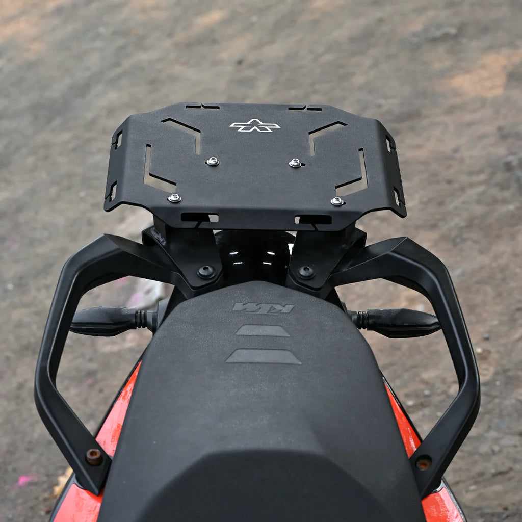 color_black Motorcycle seat with a black luggage rack - 1